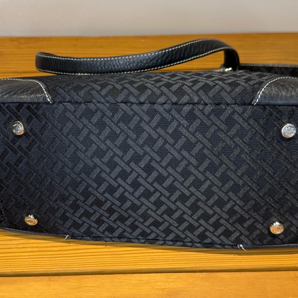 Talbots vintage Shoulder Bag black Jacquard with leather trim EUC Y2K - Picture 5 of 10